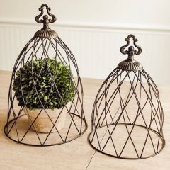 Decorative Metal Cage Cloche Dome Set of 2
