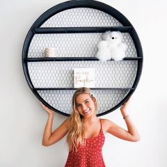 HUGE Round Metal Wall Shelf With Chicken Wire