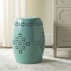 Contemporary Quatrefoil Ceramic Garden Stool