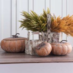 Metal Pumpkin Containers With Lids Set of 3