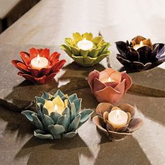 Ceramic Flower Candle Holders Set of 6