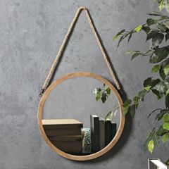 Round Mirror With Rope Hanger