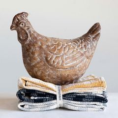 Rustic Embossed Metal Hen Figurine