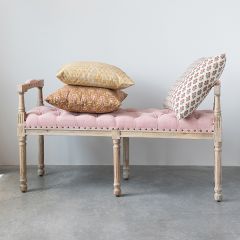 Mango Wood Bench With Tufted Seat