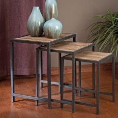 Iron and Wood Nesting Tables Set of 3