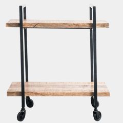 Metal And Wood Rolling Shelf Cart