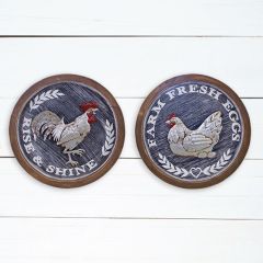 Round Chicken Wall Plaque Set of 2