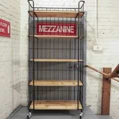 Metal And Wood Shelving Unit On Casters 1