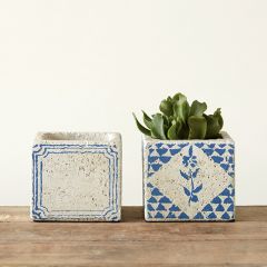 Small Cement Tile Planter Set of 2