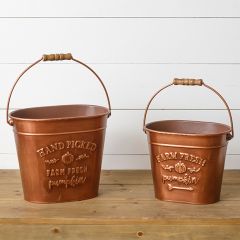 Fall Farmhouse Copper Bucket Pail Set of 2