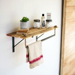 Recycled Wood and Metal Wall Shelf