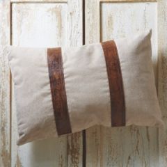 Repurposed Canvas Pillow With Leather