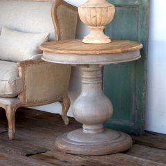 Reclaimed Wood Topped Pedestal Table