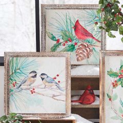 Chickadee And Cardinal Holiday Wall Art Set of 2