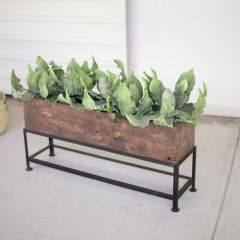 Recycled Wood Planter With Iron Base