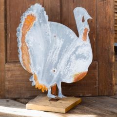Aged Metal Turkey Table Sitter Accent Decor