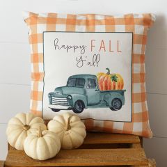 Happy Fall Checked Throw Pillow
