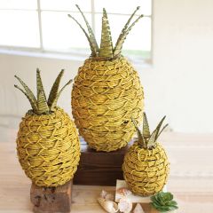 Decorative Seagrass Pineapple Set of 3
