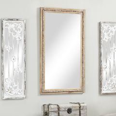 Beaded Wood Framed Vanity Mirror