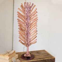 Recycled Wood Tabletop Leaf Statue