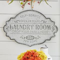 Metal Self Service Laundry Room Sign
