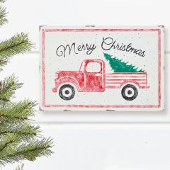 Merry Christmas Truck With Tree Sign
