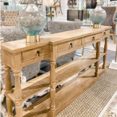 4 Drawer Tiered Farmhouse Console