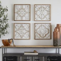 4 Piece Beaded Wood Geometric Wall Decor Set