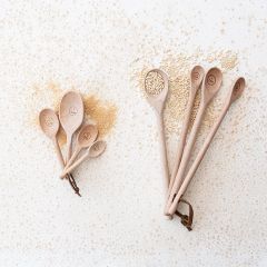 4 Piece Carved Wood Measuring Spoons One of Each