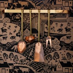 4 Piece Copper Utensil Set With Hanging Rod