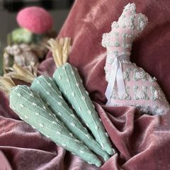 4 Piece Handmade Fabric Bunny and Carrots Set
