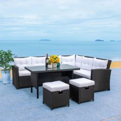 4 Piece Wicker Outdoor Entertainment Set With Cushions