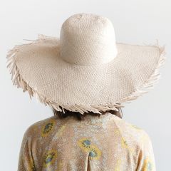 Hand Woven Fringed Brim Hat