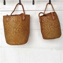 Seagrass Tote Basket With Handles Set of 2