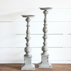 Iron Gray Wash Pillar Candle Holders Set of 2
