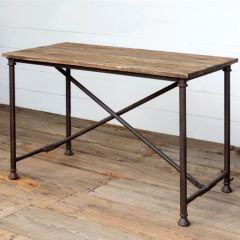 Reclaimed Wood And Metal Accent Table