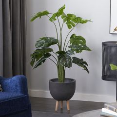 Potted Faux Monstera Plant