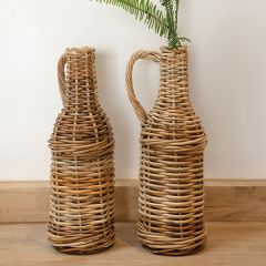 Glass Bottle with Rattan Jacket