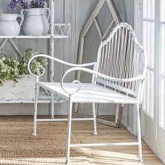 Distressed Pale Iron Bench