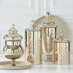 Antique Inspired Mercury Glass Jars Set of 4