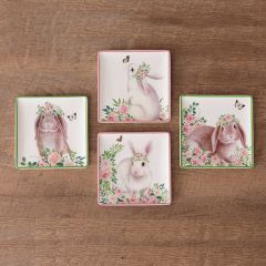 Spring Bunny Appetizer Plate Set of 4