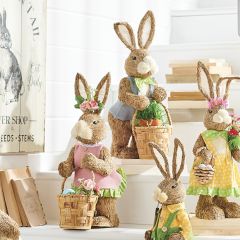 Spring Bunnies With Baskets Set of 2