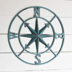 Distressed Metal Compass Rose Wall Art