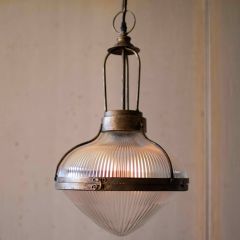 Metal and Glass Industrial Pendant Light
