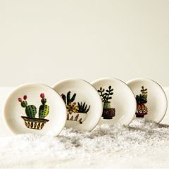 Round Cacti Stoneware Plates