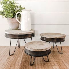 Metal And Wood Round Risers Set of 3