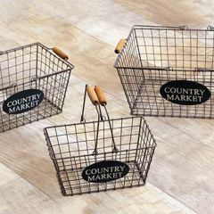 Wire Country Market Baskets Set of 3