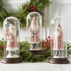 Santa Figurine In Cloche Set of 3