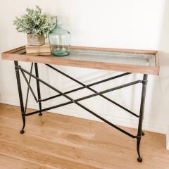 Wood and Metal Narrow Console Table