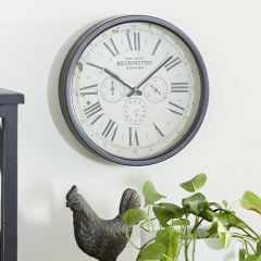 Aged Round Metal Wall Clock